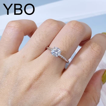 YBO Муассанит, витые обручальные кольца, 100% Стерлинговое серебро 925 пробы, Обручальные кольца с бриллиантами Для женщин, девочек, Юбилейное кольцо-обещание.