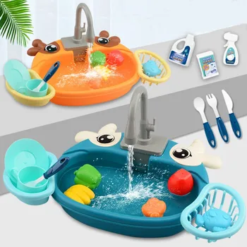 Детские игрушки Электрическая посудомоечная машина Кухонная раковина Ролевые игры для мытья посуды, овощей, развивающие игрушки для девочек, игрушки для дома