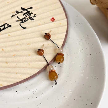 Новые висячие серьги из нефритовых бусин в китайском стиле в стиле ретро Для женщин с темпераментом, старинные серьги для пирсинга, модные украшения